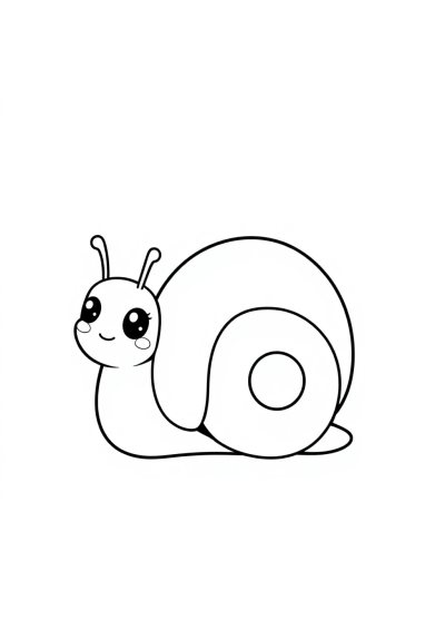 Kawaii Snail With Shell Coloring Page
