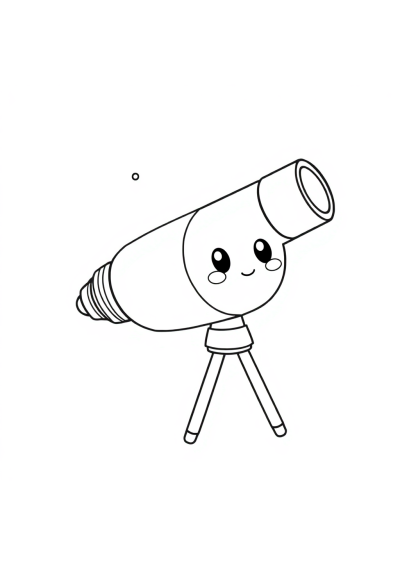 Kawaii Space Telescope Coloring Page