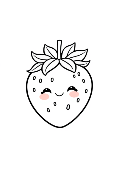 Kawaii Strawberry Coloring Page