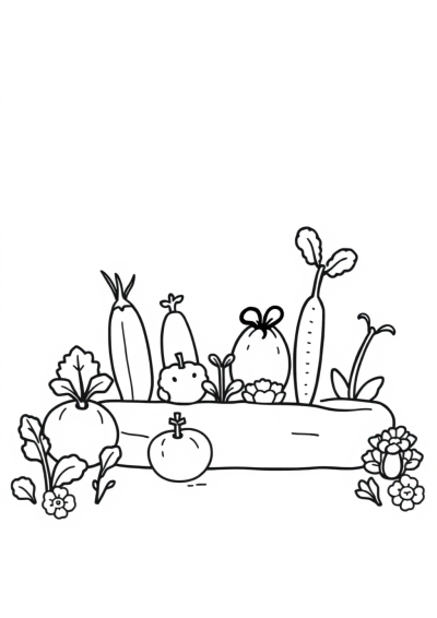 Kawaii Vegetable Garden Coloring Page