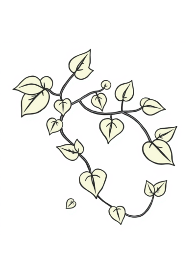 Kawaii Vine With Leaves Coloring Page