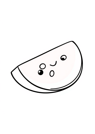 Kawaii Watermelon Slice Coloring Page