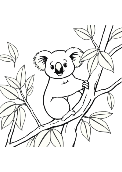 Koala On Tree Coloring Page