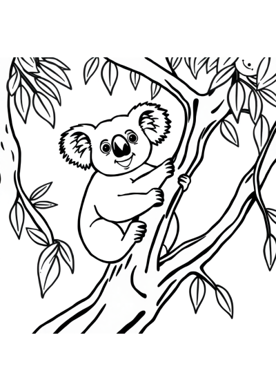 Koala On Tree Underwater Coloring Page