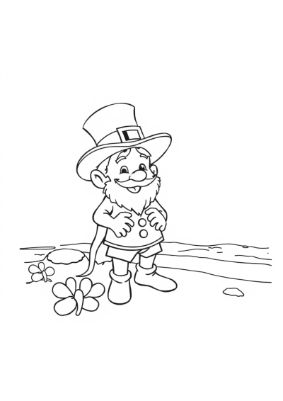 Leprechaun On Beach Coloring Page