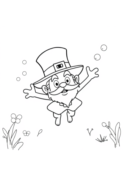 Leprechaun Underwater Coloring Page