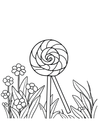 Lollipop Swirl In Garden Coloring Page