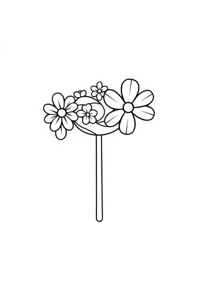 Lollipop Swirl With Flowers Coloring Page