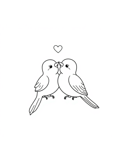 Love Birds In Space Coloring Page