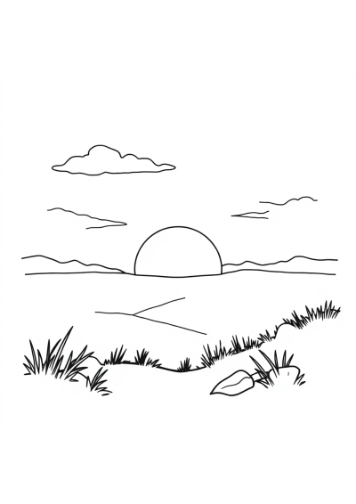 Magic Wand At Sunset Coloring Page