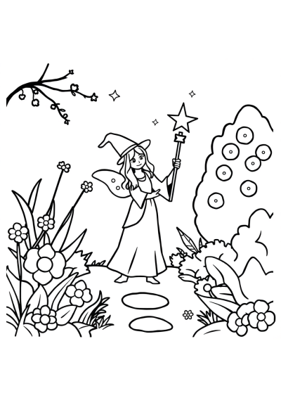 Magic Wand In Garden Coloring Page