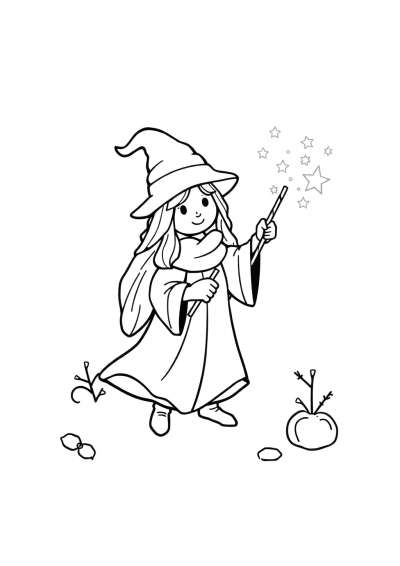 Magic Wand In Winter Coloring Page