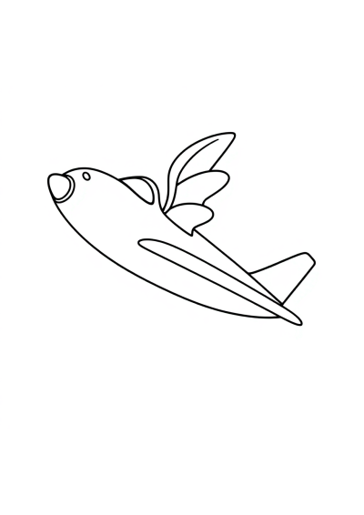 Magical Airplane Flying Coloring Page