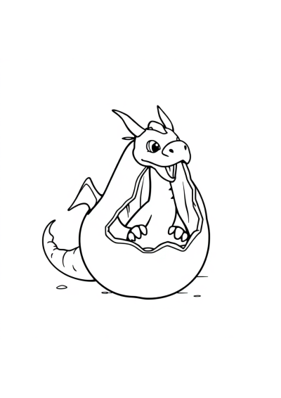 Magical Dragon Egg Hatching Coloring Page