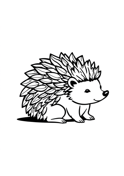 Magical Hedgehog Curled Up Coloring Page