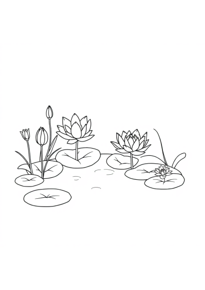 Magical Lily Pond Coloring Page