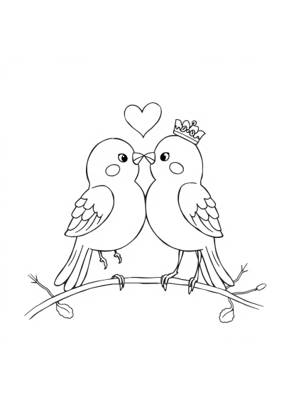 Magical Love Birds Coloring Page