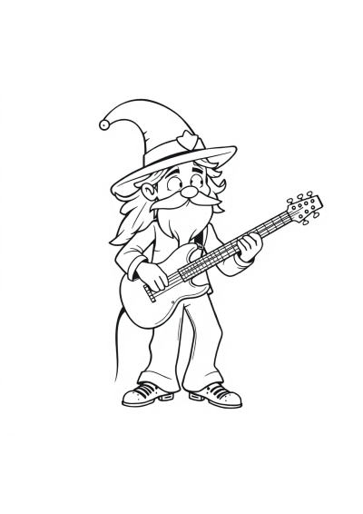 Magical Musician Playing Guitar Coloring Page