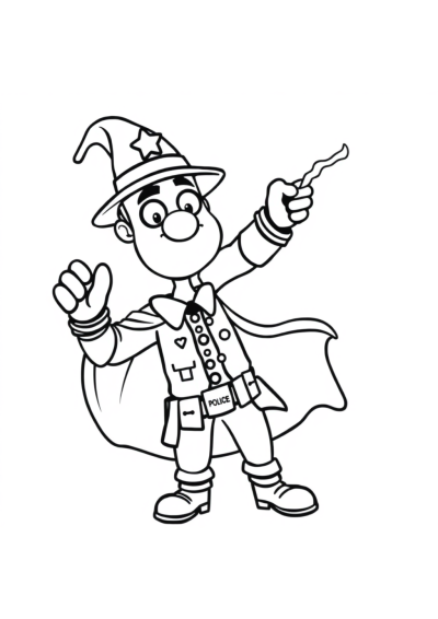 Magical Police Officer Coloring Page