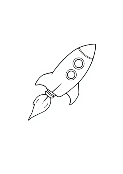 Magical Rocket Ship Flying Coloring Page