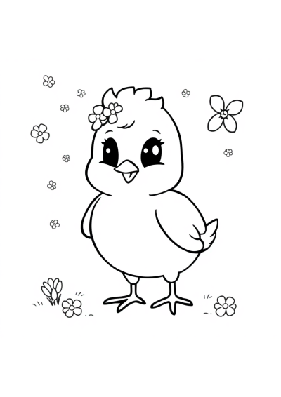 Magical Spring Chick Coloring Page