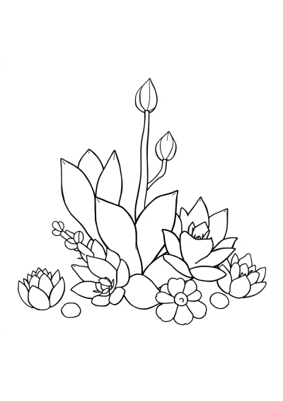 Magical Succulent Plants Coloring Page