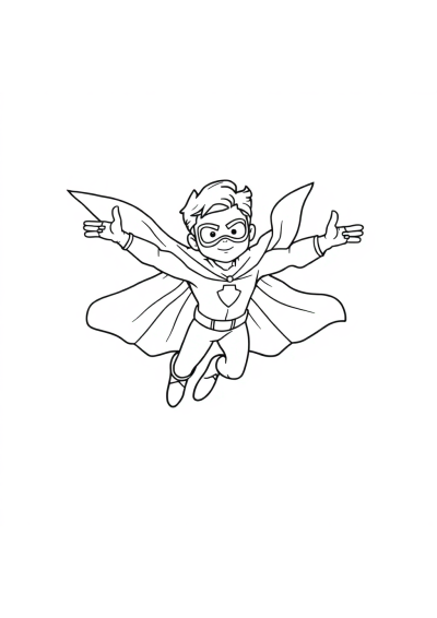 Magical Superhero Flying Coloring Page