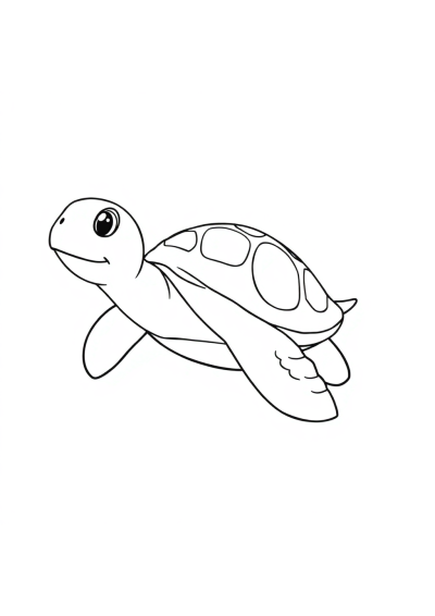 Magical Turtle Swimming Coloring Page