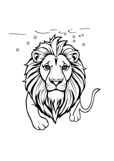 Majestic Lion Underwater Coloring Page