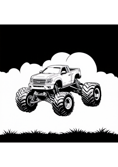 Monster Truck Jumping Coloring Page