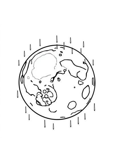 Moon Surface With Craters In Rain Coloring Page