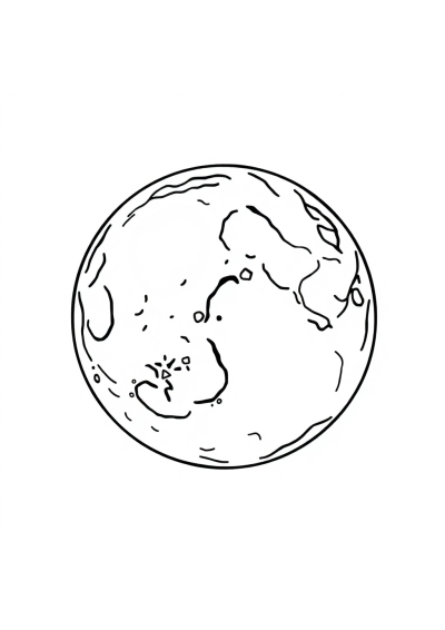 Moon Surface With Craters In Winter Coloring Page
