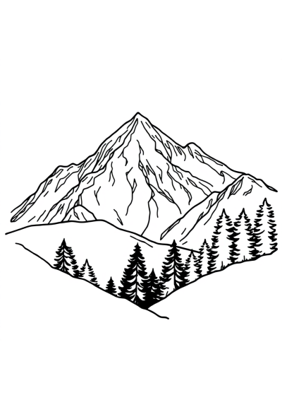 Mountain Landscape Coloring Page