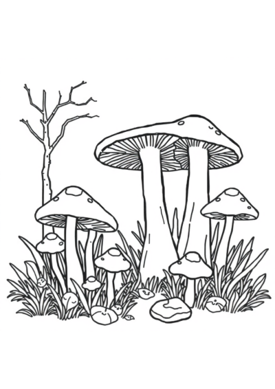 Mushroom Forest Coloring Page