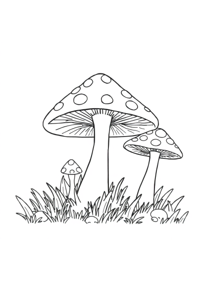 Mushroom Forest In Forest Coloring Page