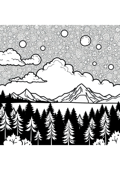 Nebula Clouds In Forest Coloring Page