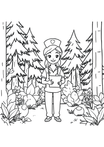 Nurse Helping In Forest Coloring Page