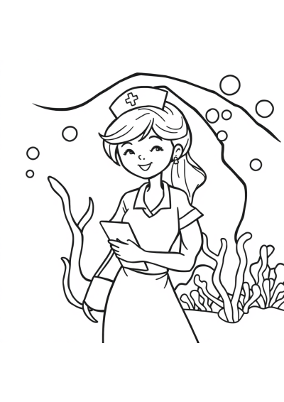 Nurse Helping Underwater Coloring Page