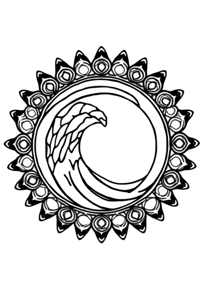 Ocean Wave Mandala Coloring Page
