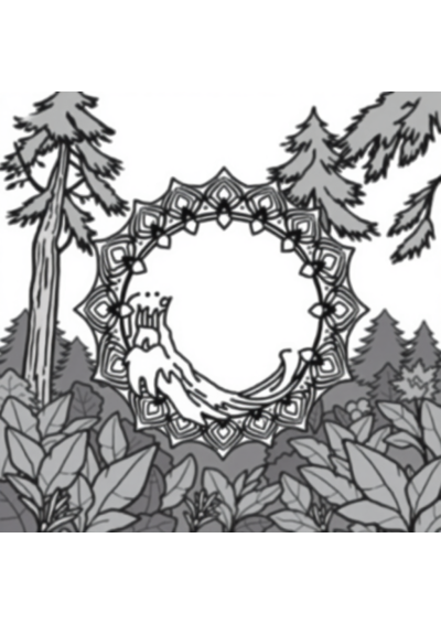 Ocean Wave Mandala In Forest Coloring Page