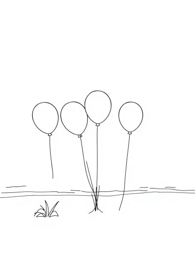 Party Balloons On Beach Coloring Page