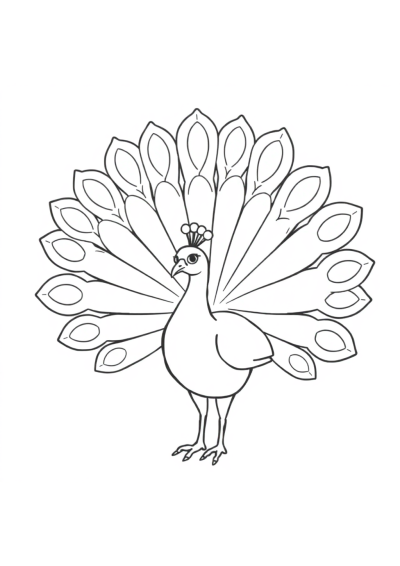 Peacock With Feathers Spread Coloring Page