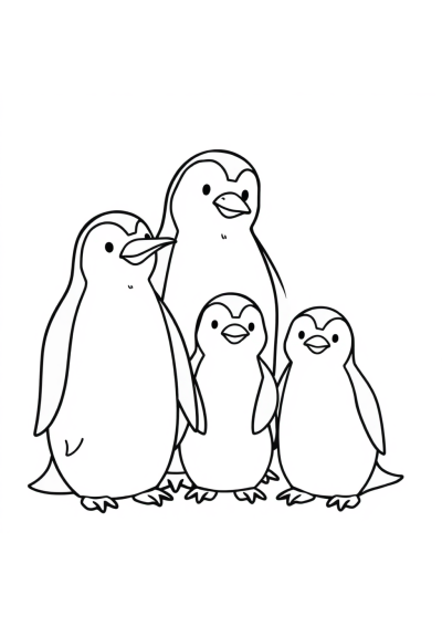 Penguin Family Coloring Page