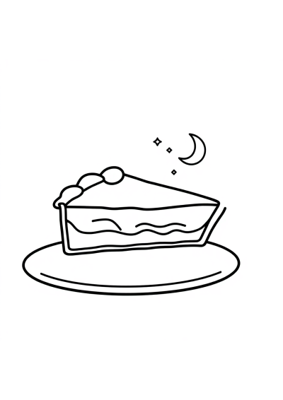 Printable Pie Slice At Night Coloring Page