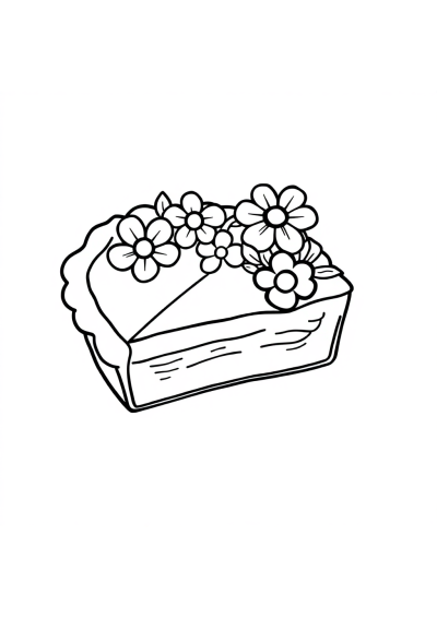 Pie Slice With Flowers Coloring Page