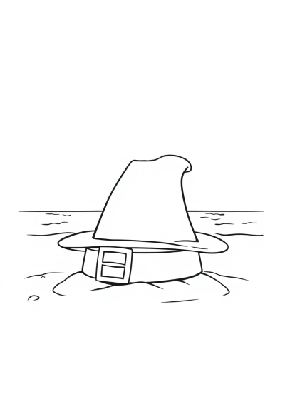Pilgrim Hat On Beach Coloring Page