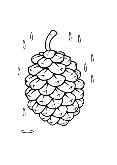 Pinecone In Rain Coloring Page
