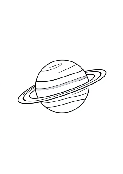 Planet Saturn With Rings At Sunset Coloring Page
