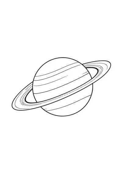 Planet Saturn With Rings Coloring Page