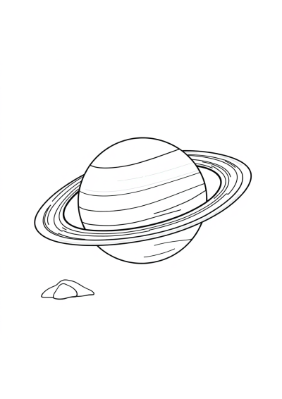 Planet Saturn With Rings On Beach Coloring Page